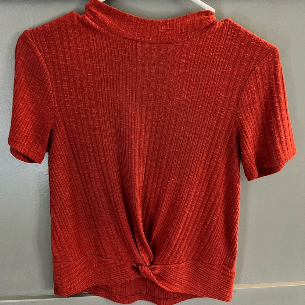 Burnt orange short sleeve slightly cropped top